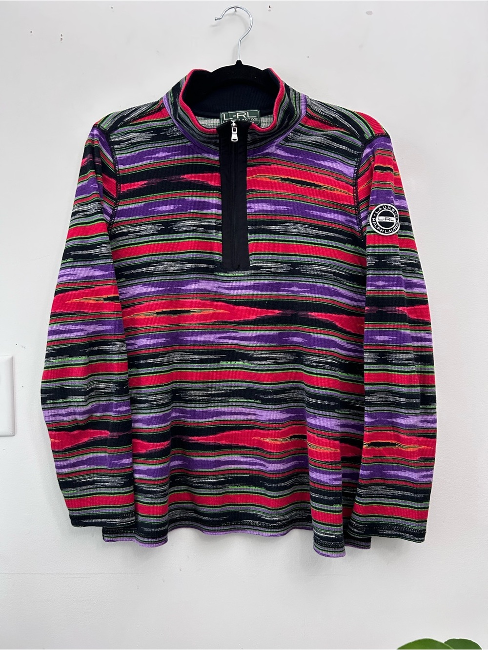 Ralph Lauren Multicolor Striped Half-Zip Pullover (Red, Purple, Black, Green)